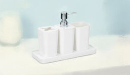 4-Piece Bathroom Accessory Set With Soap Dish, Dispenser, Tumbler, And Toothbrush Holder - thumbnail 1