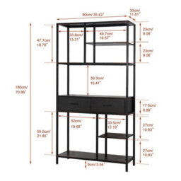 Vintage Industrial Bookcase Large Rustic Shelf Tall Side Cabinet - thumbnail 2