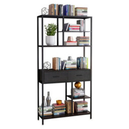 Vintage Industrial Bookcase Large Rustic Shelf Tall Side Cabinet - thumbnail 1