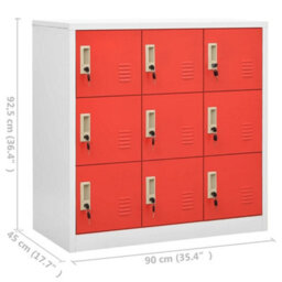 Berkfield Locker Cabinet Light Grey And Red 90X45X92.5 Cm Steel - thumbnail 8