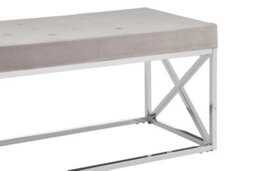 Orsina Mink Tufted Bench With Silver Stainless Steel Frame, Luxe Velvet Upholstered Accent Bench, Mink-Toned Seat - thumbnail 6