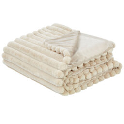 Beliani Bedspread Rakya Faux Fur 200 X 220 Cm Light Beige