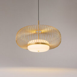Luminosa Lighting Luminosa Levitation Modern Wire Frame Pendant Ceiling Light Brass 3000K 500Lm White Shade - thumbnail 4
