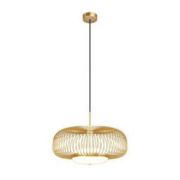 Luminosa Lighting Luminosa Levitation Modern Wire Frame Pendant Ceiling Light Brass 3000K 500Lm White Shade - thumbnail 1