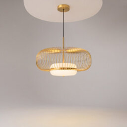 Luminosa Lighting Luminosa Levitation Modern Wire Frame Pendant Ceiling Light Brass 3000K 500Lm White Shade - thumbnail 2