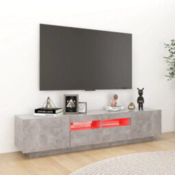Berkfield Modern Tv Cabinet With Led Lights Concrete Grey 180X35X40 Cm - thumbnail 4