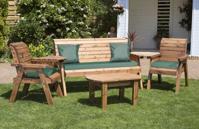 Charles Taylor Trading Five Seater Multi Set With Cushions - W350 X D150 X H98 - Fully Assembled - Green - image 1