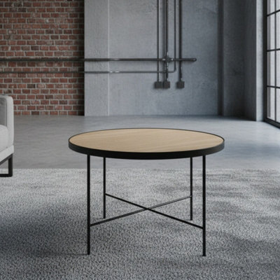 Tre 600 Elegant Coffee Table 60X60 Cm With Metal Legs Modern Durable Living Room Design Natural Oak - image 1