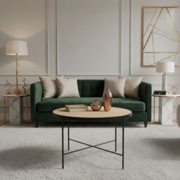 Tre 600 Elegant Coffee Table 60X60 Cm With Metal Legs Modern Durable Living Room Design Natural Oak - thumbnail 2