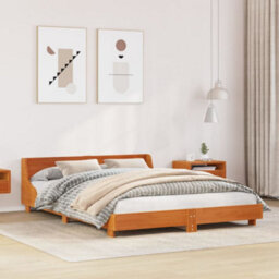 Berkfield Bed Frame Without Mattress Wax Brown 160X200 Cm Solid Wood Pine - thumbnail 1