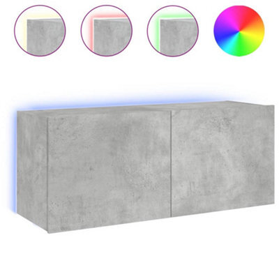 Berkfield Durable Tv Wall Cabinet With Led Lights Concrete Grey 100X35X41 Cm - image 1