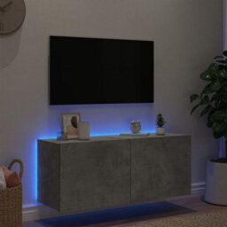 Berkfield Durable Tv Wall Cabinet With Led Lights Concrete Grey 100X35X41 Cm - thumbnail 4