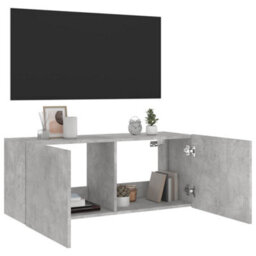 Berkfield Durable Tv Wall Cabinet With Led Lights Concrete Grey 100X35X41 Cm - thumbnail 7