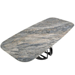 Angel Cerda Elegant Oval Barrel Dining Table In Porcelain Marble And Black Steel - thumbnail 5