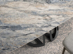 Angel Cerda Elegant Oval Barrel Dining Table In Porcelain Marble And Black Steel - thumbnail 4