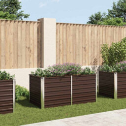 Walplus Raised Garden Bed Brown 160X80X77 Cm Galvanised Steel