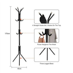 12Black  Hooks Coat Stand Coat Hat Jacket Umbrella Floor - thumbnail 2