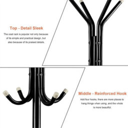 12Black  Hooks Coat Stand Coat Hat Jacket Umbrella Floor - thumbnail 4