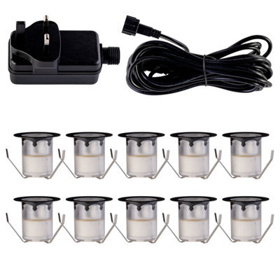 First Choice Lighting Set Of 10 30mm Black Ip67 Cool White Led Plinth Decking Kit - image 1