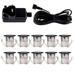 First Choice Lighting Set Of 10 30mm Black Ip67 Cool White Led Plinth Decking Kit