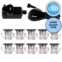 First Choice Lighting Set Of 10 30mm Black Ip67 Cool White Led Plinth Decking Kit - thumbnail 7
