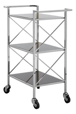 Orsina Black Mirrored Glass 3 Tier Trolley,movable Drinks Trolley,dining Cart With Wheels, Kitchen Storage Trolley - image 1