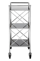 Orsina Black Mirrored Glass 3 Tier Trolley,movable Drinks Trolley,dining Cart With Wheels, Kitchen Storage Trolley - thumbnail 2