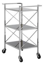 Orsina Black Mirrored Glass 3 Tier Trolley,movable Drinks Trolley,dining Cart With Wheels, Kitchen Storage Trolley - thumbnail 1