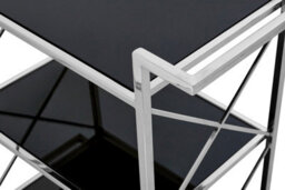 Orsina Black Mirrored Glass 3 Tier Trolley,movable Drinks Trolley,dining Cart With Wheels, Kitchen Storage Trolley - thumbnail 4
