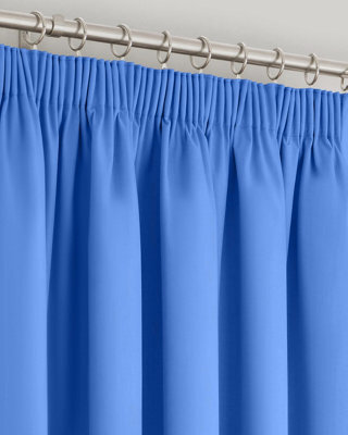 Velosso Modern Bedroom & Living Room Blackout Curtains - Triple Weave Microfibre Fabric, Header Tape Top - Blue