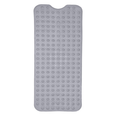 Aspire Homeware Grey Shower Bath Mat Non-Slip Suction Cups Grip Drain Holes Machine Washable (L)100Cm X (W)40Cm - image 1