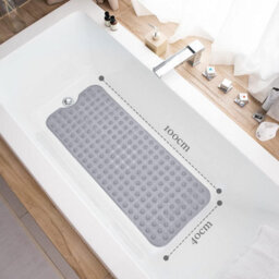 Aspire Homeware Grey Shower Bath Mat Non-Slip Suction Cups Grip Drain Holes Machine Washable (L)100Cm X (W)40Cm - thumbnail 6