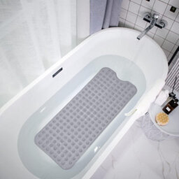 Aspire Homeware Grey Shower Bath Mat Non-Slip Suction Cups Grip Drain Holes Machine Washable (L)100Cm X (W)40Cm - thumbnail 2