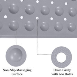 Aspire Homeware Grey Shower Bath Mat Non-Slip Suction Cups Grip Drain Holes Machine Washable (L)100Cm X (W)40Cm - thumbnail 4