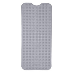 Aspire Homeware Grey Shower Bath Mat Non-Slip Suction Cups Grip Drain Holes Machine Washable (L)100Cm X (W)40Cm
