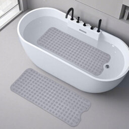 Aspire Homeware Grey Shower Bath Mat Non-Slip Suction Cups Grip Drain Holes Machine Washable (L)100Cm X (W)40Cm - thumbnail 8