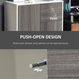 Light Grey, High Gloss White Push-Open Side Cabinet With 2 Drawer 2 Door Cabinet For Home Office - thumbnail 5