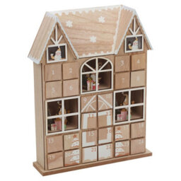 Urbn-Living Urbnliving 37Cm Height Brown & White Wooden House Advent Calendar Christmas Xmas Santa Led Lights 24 Drawer Countdown - thumbnail 7