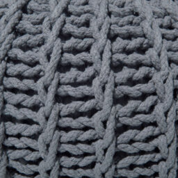 Wyld And Coco Nordic Nest Grey Knitted Cotton Pouf Ottoman 50 X 35 Cm, Round Indoor Footstool - thumbnail 5