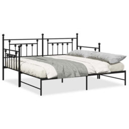 Berkfield Black Daybed Frame With Trundle - 100X190 Cm Steel - thumbnail 4