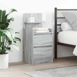 Berkfield Bedside Cabinets With 2 Drawers 2 Pcs Grey Sonoma 38X34X80 Cm - thumbnail 1