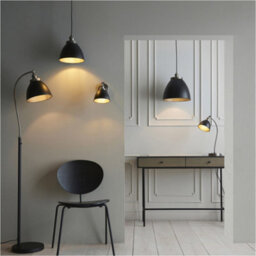 Loops 2 Pack Hanging Ceiling Pendant Light - Small - Aged Pewter Plate & Matt Black Paint - 10W Led E27 - thumbnail 4