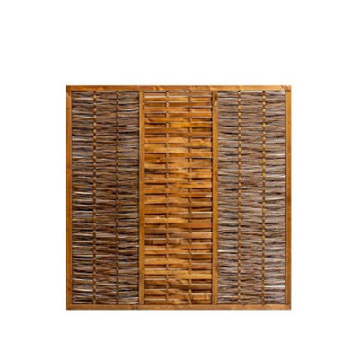 Primrose Premium Framed Fence Panel Bunched Willow Hurdle Hand Woven 1.82M X 1.82M - image 1