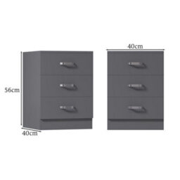 Fwstyle Tunis Grey 3 Drawer Chest Of Drawers Modern Bedroom Furniture (H) 56Cm (W) 40Cm (D) 40Cm - thumbnail 8