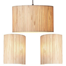 Loops Ceiling Pendant Lamp & 2X Matching Wall Lights - Dimmable Natural Seagrass Drum Shades