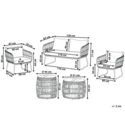Beliani Garden Lounge Set With Table 4 Seater Ravello Pe Rattan Natural - thumbnail 3