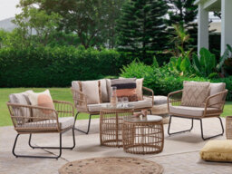 Beliani Garden Lounge Set With Table 4 Seater Ravello Pe Rattan Natural - thumbnail 2