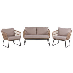 Beliani Garden Lounge Set With Table 4 Seater Ravello Pe Rattan Natural - thumbnail 4