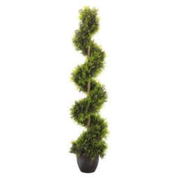 Faux Cypress Spiral Topiary - Uv & Weather Resistant Home Or Garden Artificial Plant With Black Plastic Pot - H120 X 24Cm Diameter - thumbnail 2
