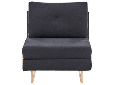 Wyld And Coco One-Person Sofa Bed Black Fabric With 5-Position Reclining Backrest And Fold-Out Sleeper Armchair - image 1